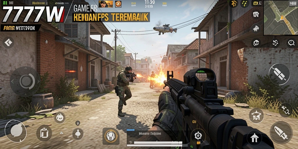 Gameplay menegangkan dalam 7777W dengan aksi FPS yang seru.