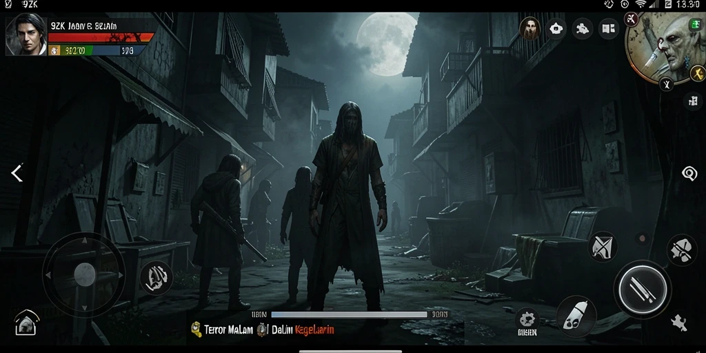 Gameplay menegangkan dalam suasana horor yang kelam.
