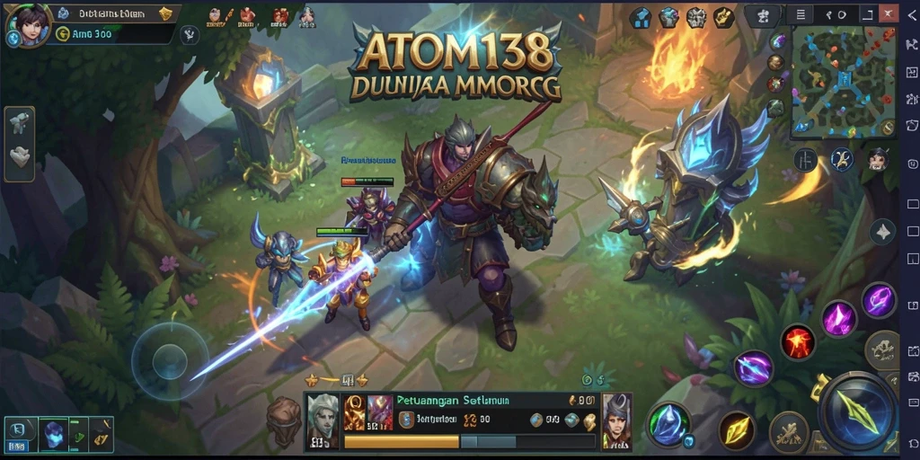 Screenshot gameplay ATOM138 yang menunjukkan pertempuran MMORPG seru.