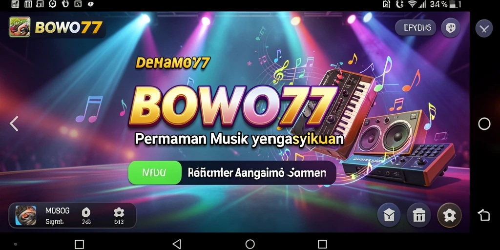 Tampilan gameplay BOWO77 menampilkan pemain sedang menikmati permainan musik.