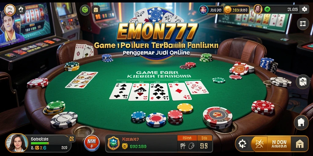 Screenshot gameplay EMON777 yang menunjukkan aksi poker yang seru.