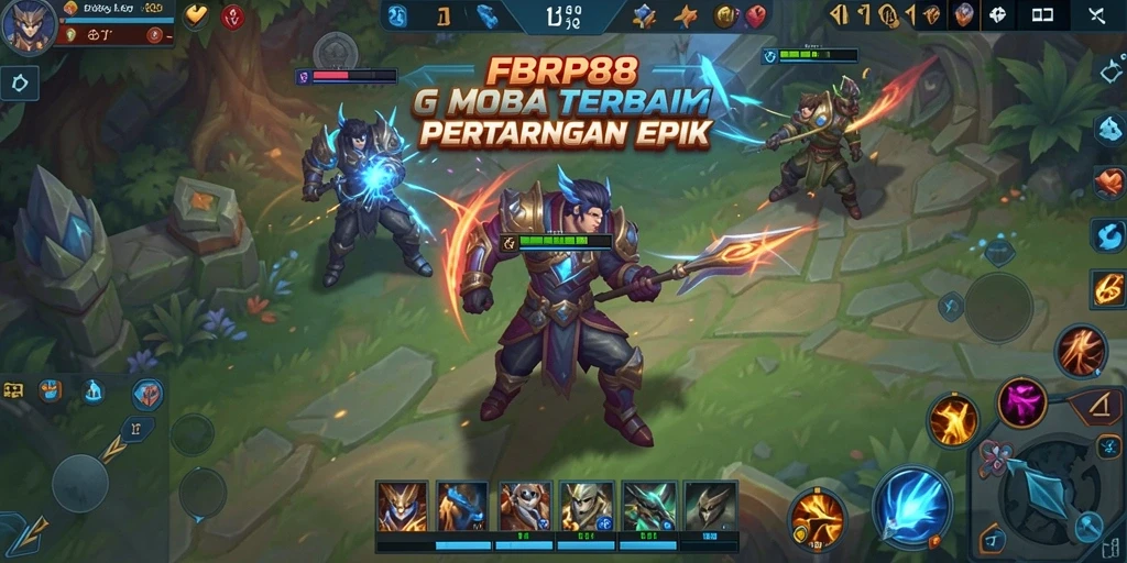 Tampilan gameplay epik dalam FBRP88 dengan aksi MOBA yang mendebarkan.