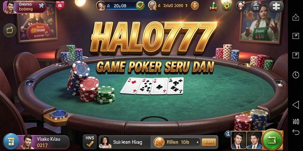 Screenshot HALO777 menampilkan gameplay poker yang menegangkan dan interaksi pemain.
