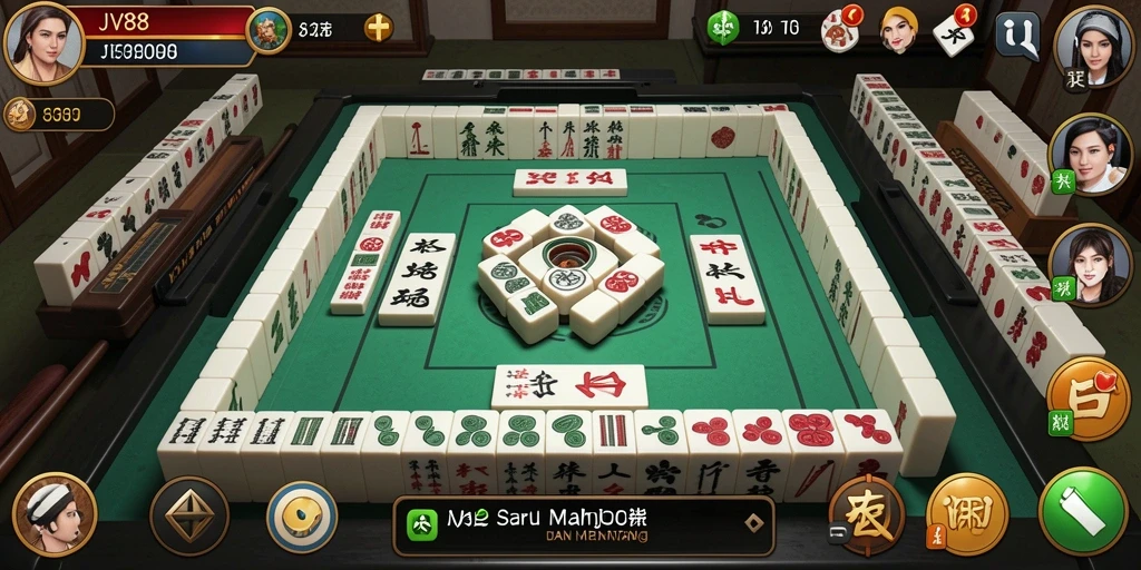 Tampilan menarik dari gameplay Mahjong di JV88.