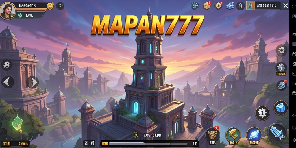 Tampilan gameplay intens dalam MAPAN777 dengan menara dan musuh yang beragam.