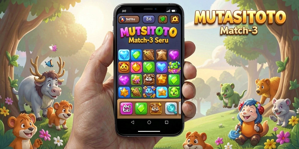 Gameplay seru dan penuh warna di MUTASITOTO, permainan Match-3 yang menyenangkan.