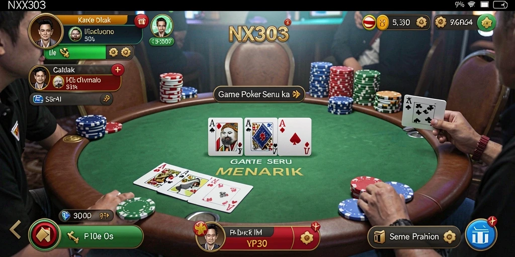 Tampilan gameplay NX303 yang seru dalam permainan Poker.