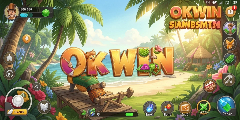 Tampilan menarik dari gameplay OKWIN yang penuh warna.