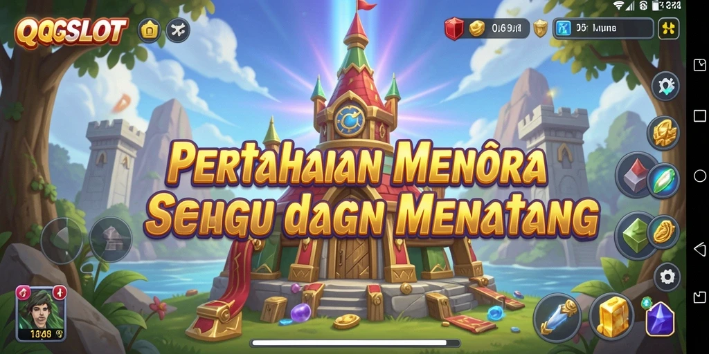 Screenshot gameplay menakjubkan dari QQSLOT yang menunjukkan aksi Tower Defense.