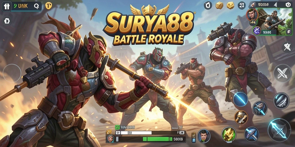 Tampilan menegangkan dari gameplay SURYA88 yang intens.