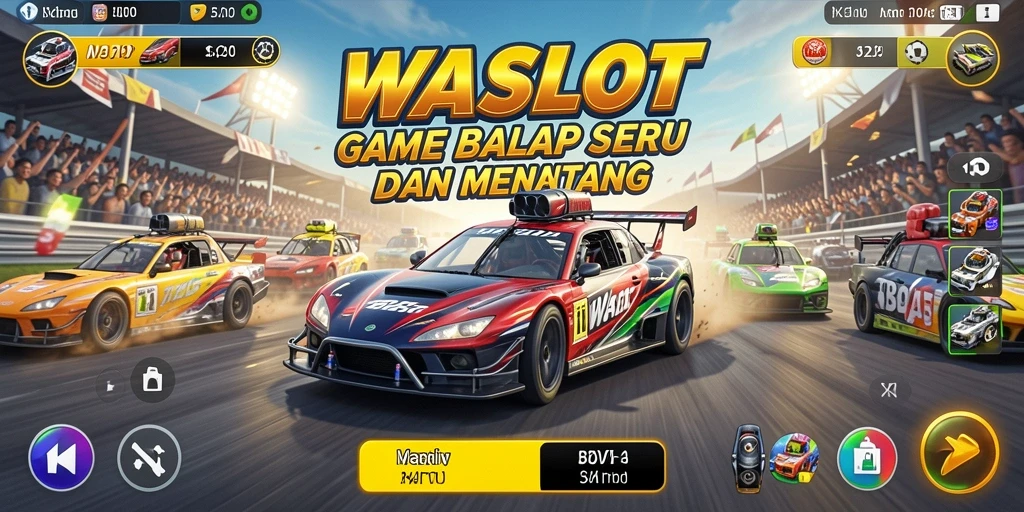 Tampilan gameplay seru dalam balapan WASLOT.